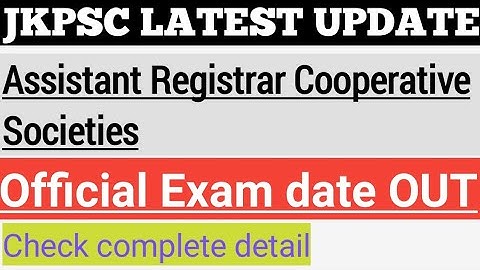 JKPSC ASSISTANT REGISTRAR COOPERATIVE DEPARTMENT EXAM DATE OUT