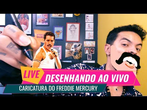 CARICATURA DO FREDDIE MERCURY - DESENHANDO AO VIVO