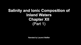 Salinity and Ionic Composition of Inland Waters - Chapter XII -  Part 1