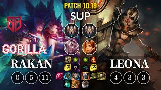 SB GorillA Rakan vs Leona Sup - KR Patch 10.19