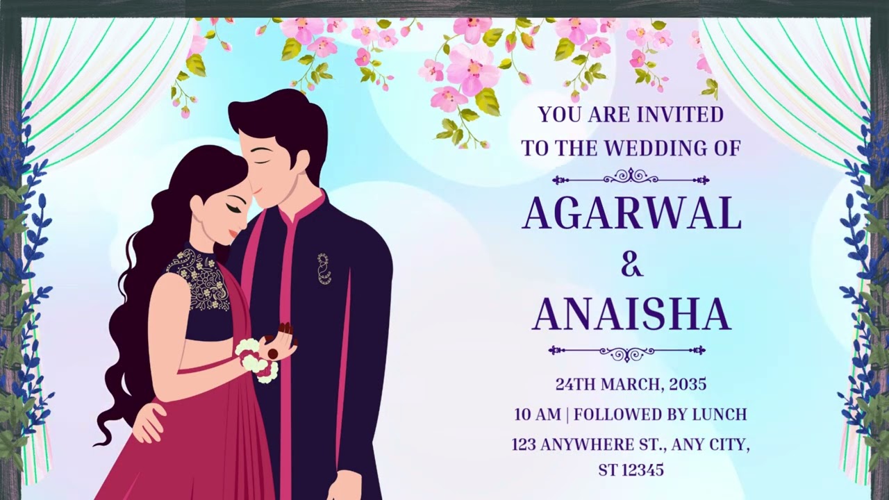 Colorful Illustrative Wedding Invitation Video | 