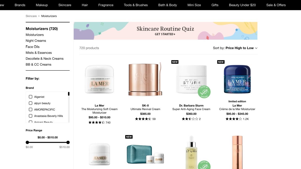 let's go window shopping: high end moisturizers at Sephora