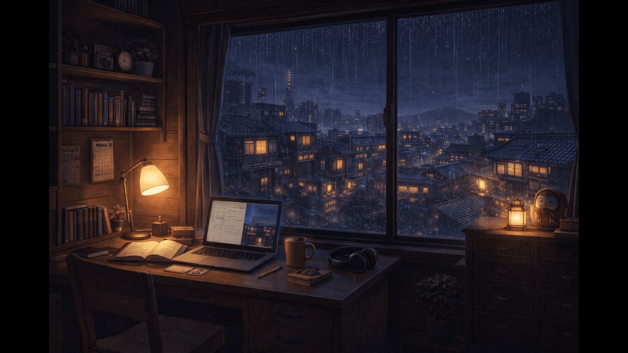 Chill out lofi music 🍀 lofi hip hop mix makes you feel positive ~ Rainy Lofi vibes for a calm night