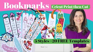 5-Ways to Make Bookmarks 🌺 Cricut Print then Cut { 20 FREE Templates}