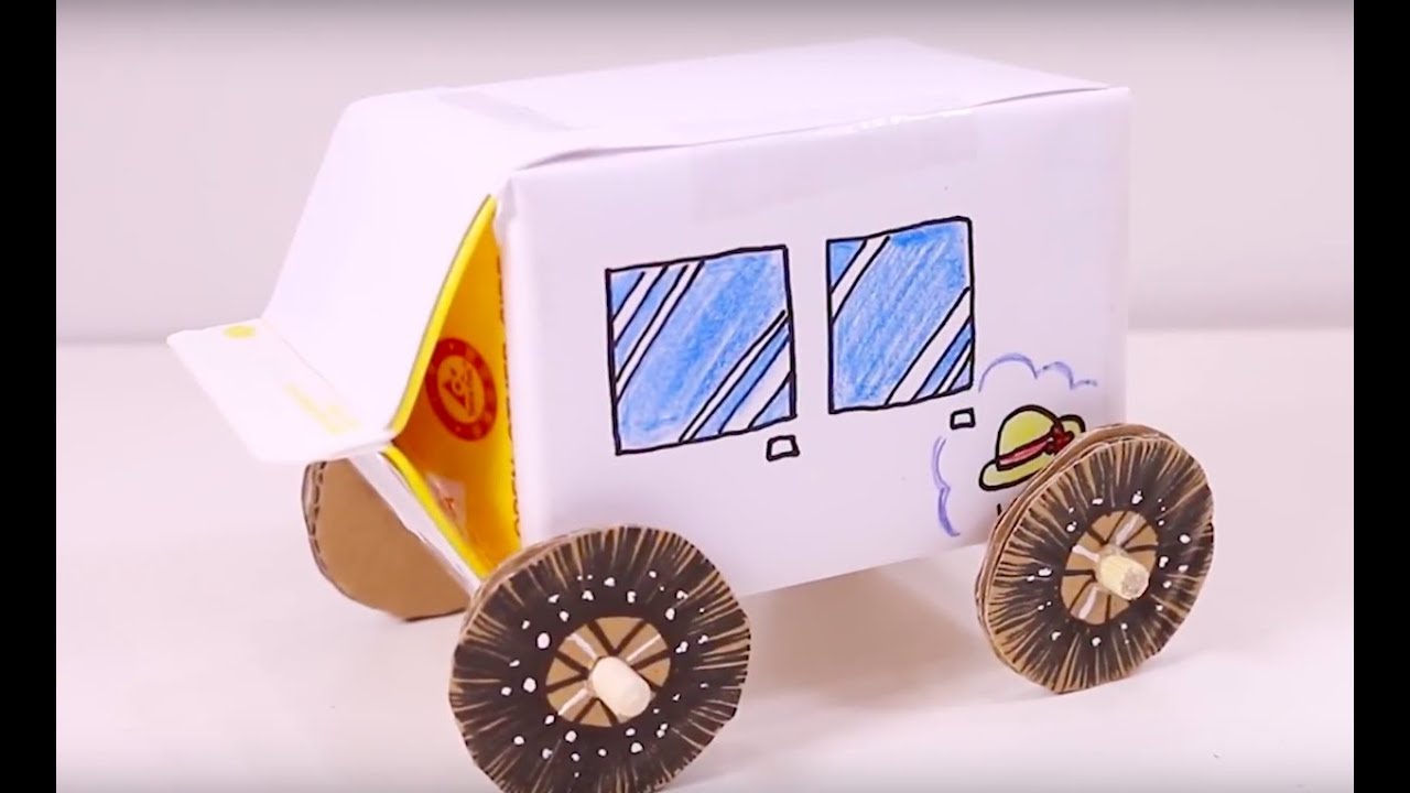 兒童勞作 簡單牛奶盒小汽車 用新鮮屋做玩具 Make A Toy Car 親子diy 哈囉球球 Youtube