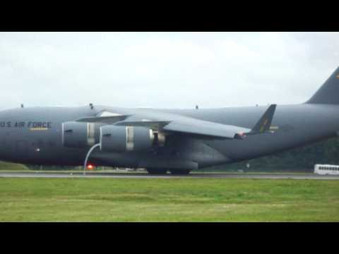 C-17 Globemaster Landing and Reverse Thrust Action