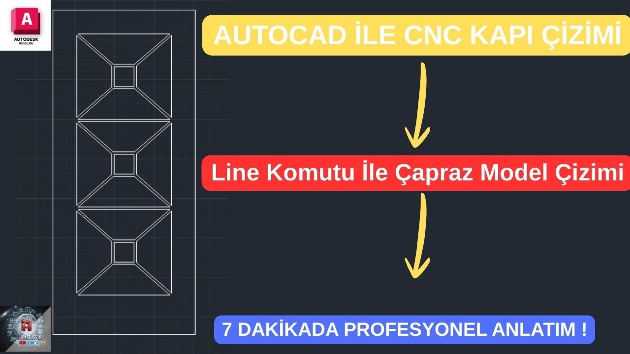 AutoCAD ile CNC Kapı Çizimi | Line Komutu ile Çapraz Model