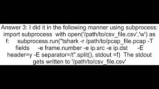 How can I convert a pcap into CSV using python