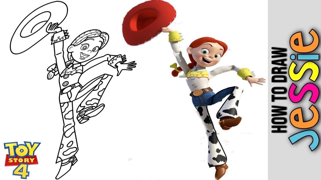 toy story 4, jessie from toy story 4, how to draw jessie from toy...