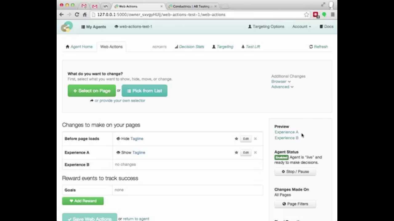 Getting Started with Conductrics Web Actions