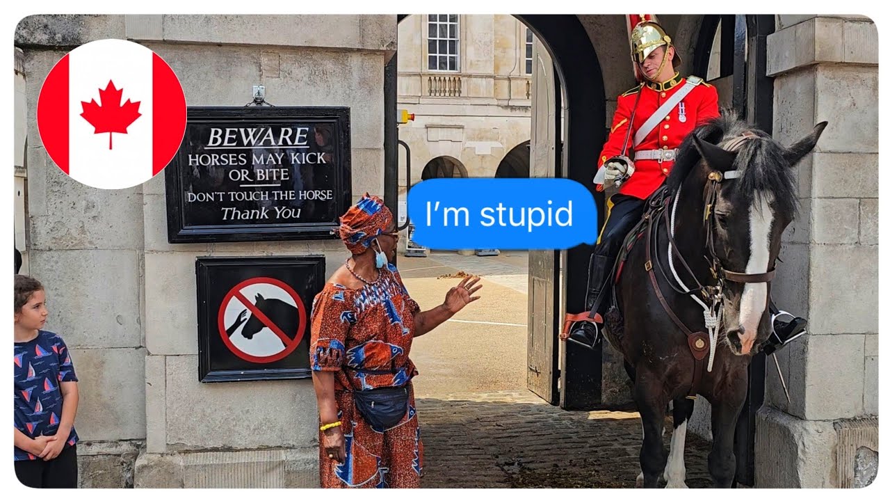 Guard Shuts Down CLUELESS Tourist Who Marches Up To The Horse!