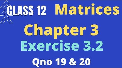 Class 12 Maths Chapter 3 Matrices Exercise 3.2| Question no 19 & 20  | NCERT