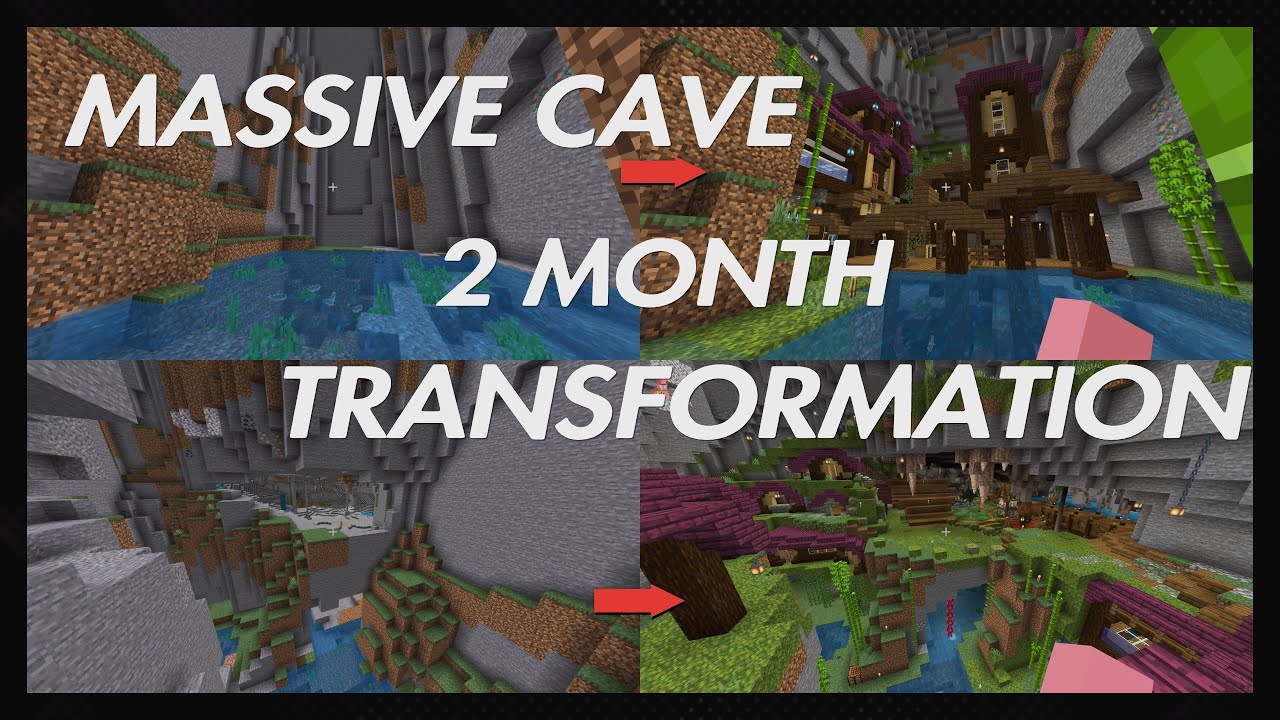 I turned a giant cave into a village in Minecraft Survival - YouTube