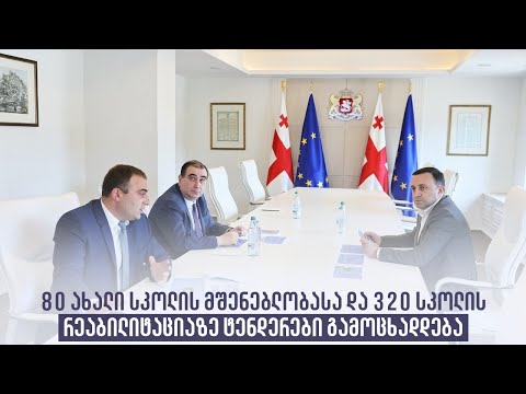 80 ახალი სკოლის მშენებლობასა და 320 სკოლის რეაბილიტაციაზე ტენდერები გამოცხადდება