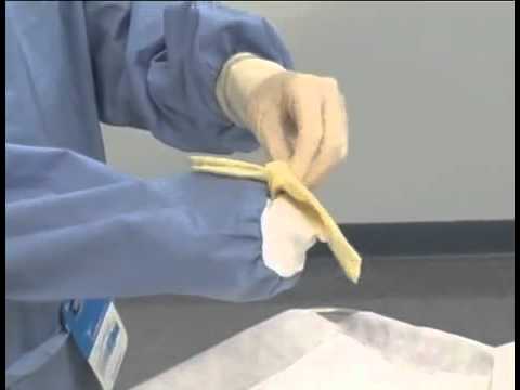 Putting on Sterile Gown and Gloves - YouTube