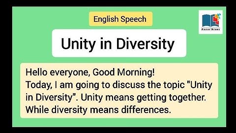 Speech for Morning Assembly in English | Unity in Diversity | Best Speech for Morning Assembly