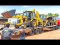 New JCB 3DX PLUS Eco Xpert Unloading from Truck in JCB Showroom | JCB  | Backhoes