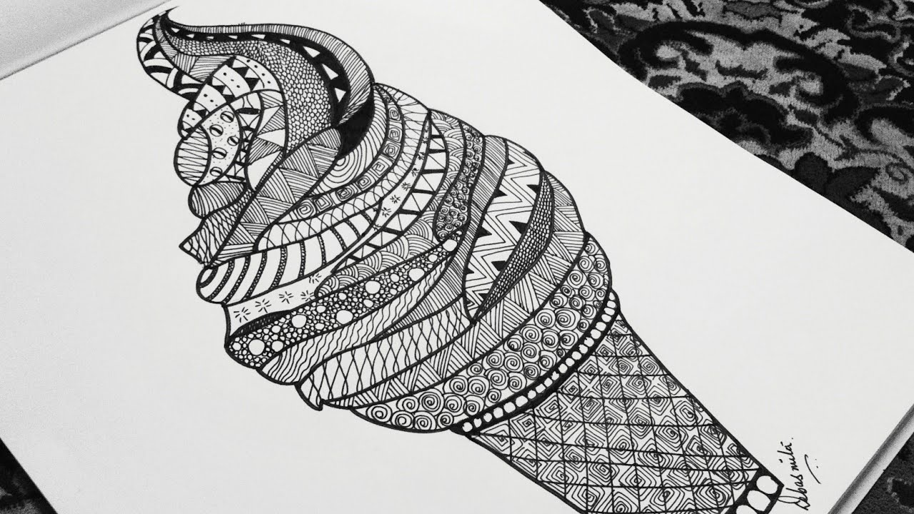 how to draw icecream doodle easy mandala art YouTube