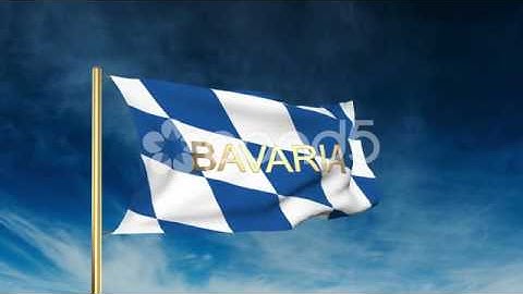 Bavaria Flag Slider Style With Title. Waving In The Wind With Cloud Background
