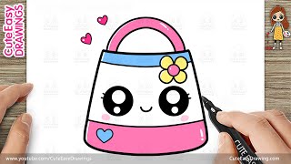 how to draw a cute hand bag easy for kids and toddlers