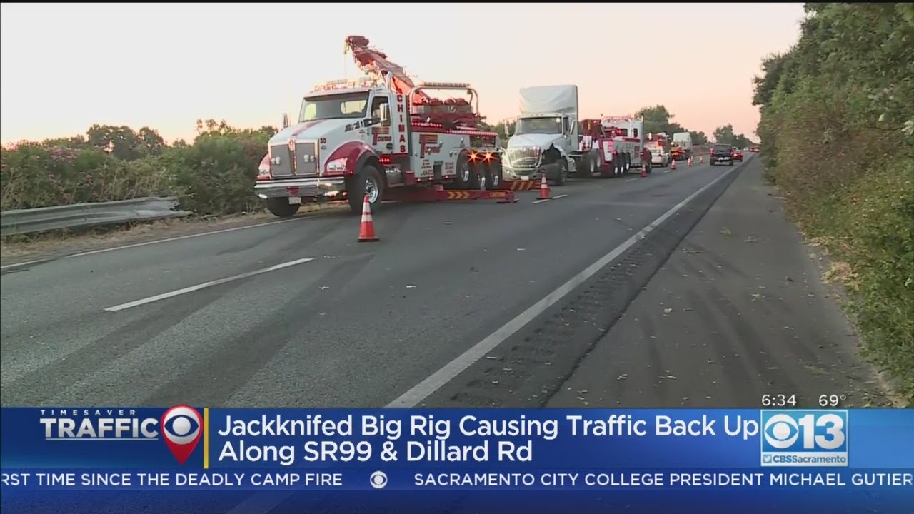 Jackknifed Big Rig Causes Major Delays On Highway 99 Towards Galt YouTube