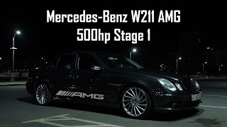 (Небольшой тест-драйв) Dragy замер скорости Mercedes-Benz W211 AMG 5.5 RWD 500hp Stage 1