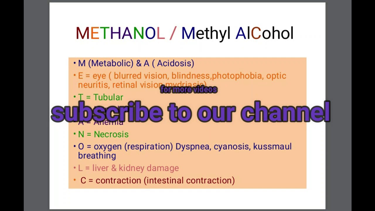 Methyl Alcohol Toxicity YouTube