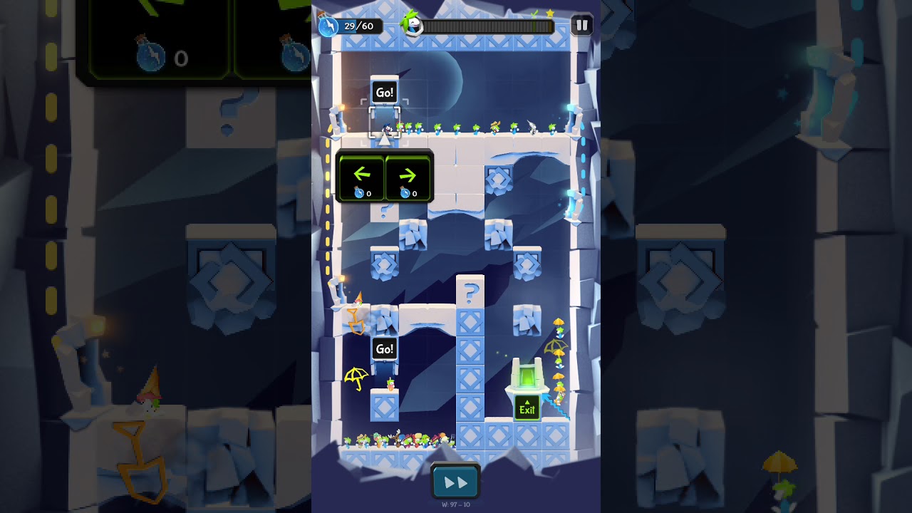 Lemmings. Level W 97-10. Walkthrough.