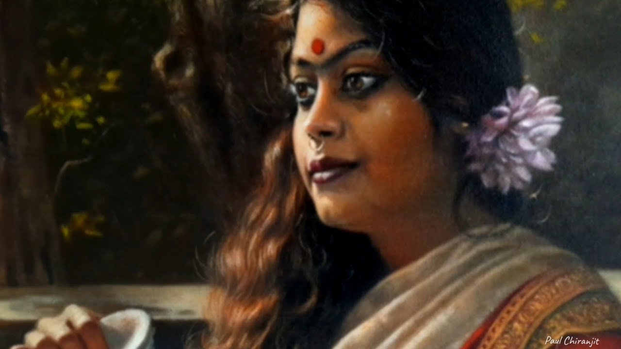 How to paint oil painting, Indian beauty figurative painting by Paul