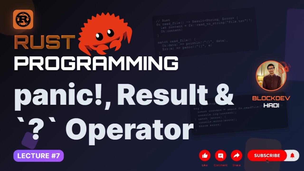 🦀 Master Rust Programming #7 | Error Handling: panic!, Result ...