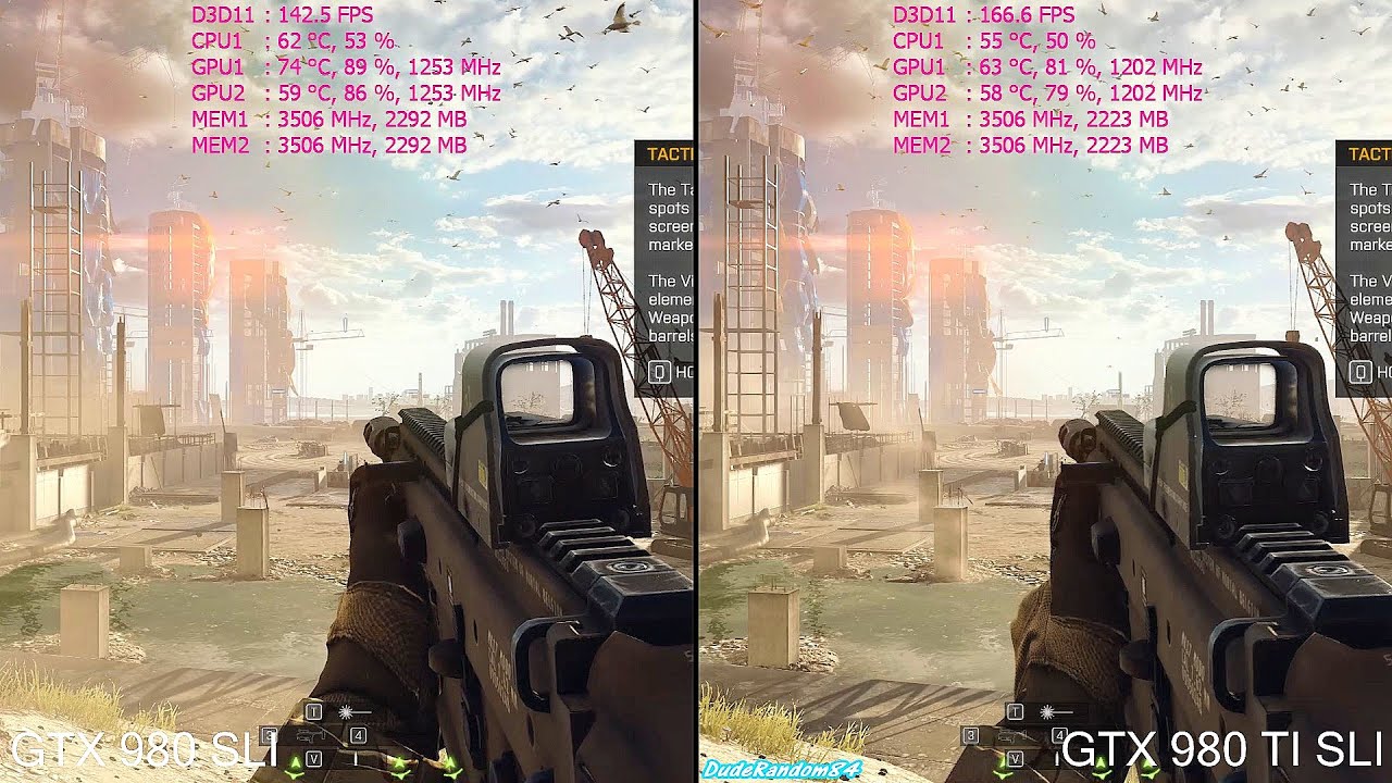 Battlefield 4 GTX 980 TI SLI Vs GTX 980 SLI Frame Rate Comparison