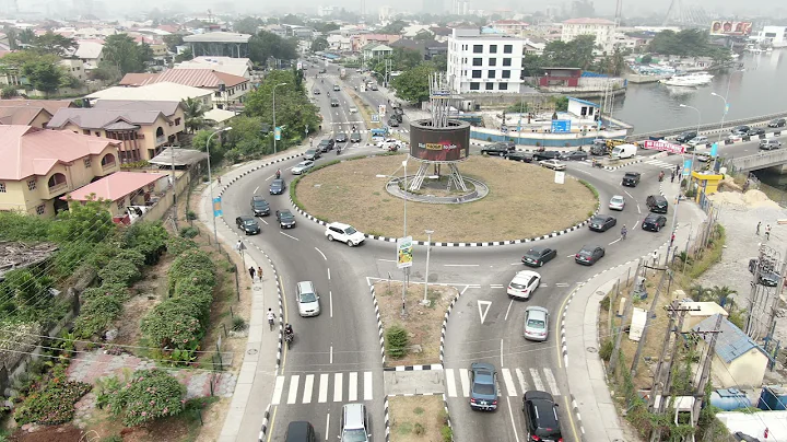 Lagos ikoyi roundabout. drone shot