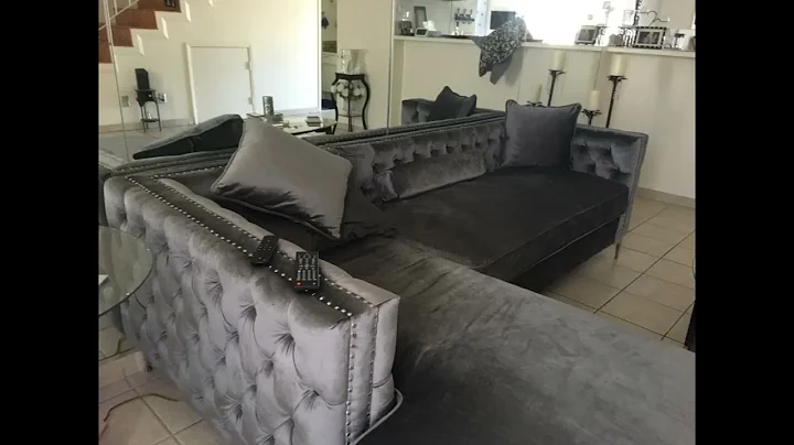 Iconic Home Da Vinci Right Hand Facin Sectional Sofa L Shape Chaise Velvet Button Tufted with Silver