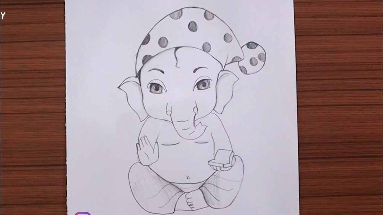 cute Bal Ganesh in cap pencil drawing@TaposhiartsAcademy - YouTube