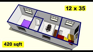 12 x 35 small house plan design II 12 x 35 chota ghar ka naksha II 12 x 35 simple home design