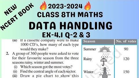 Class 8 | Chapter 4 | Ex - 4.1 | Q -2 & 3 | Data Handling | How to draw piechart| Book |2023 - 2024|
