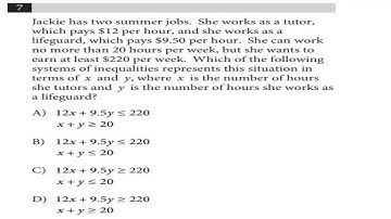 SAT Practice Test #5 Section 3: Math Test – No Calculator #7