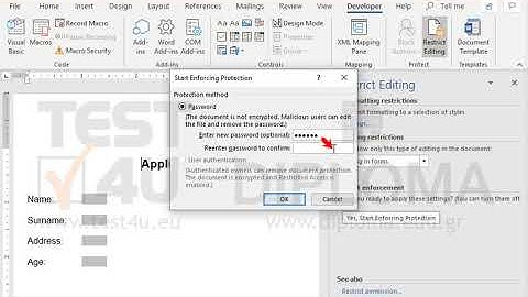 Protect the form fields of the document using cert4u as password.