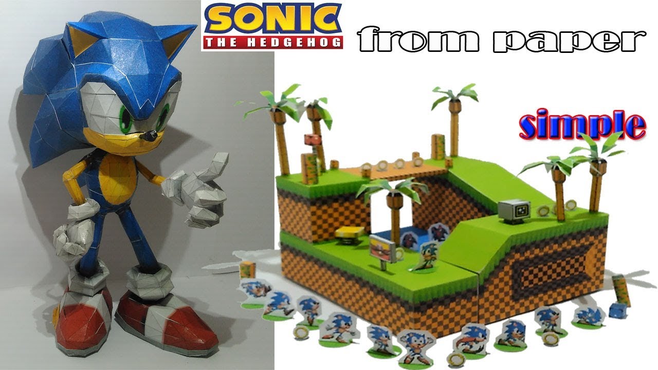 SONIC THE HEDGEHOG - Green Hill Zone - 3D Game Cube Diorama