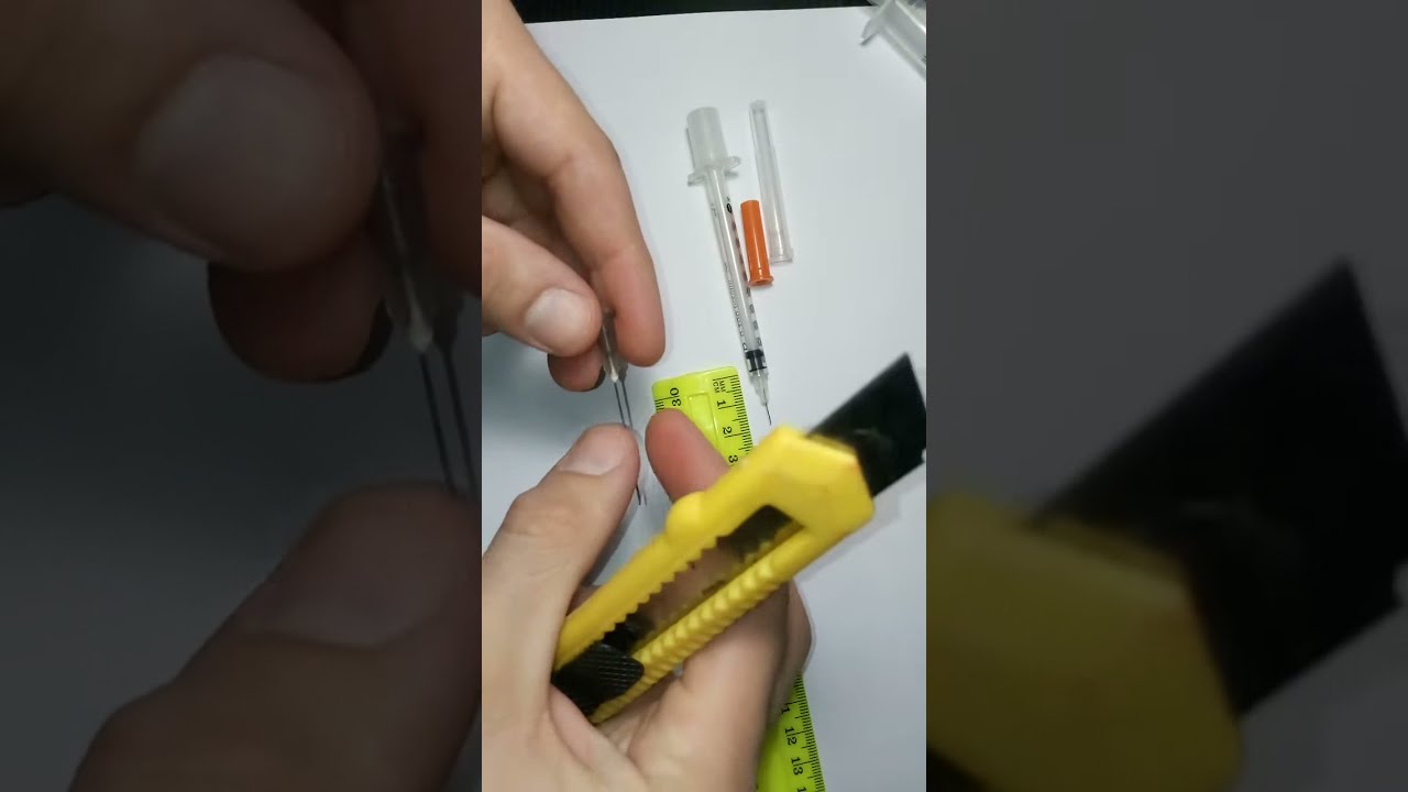 Как уменьшить длину иглы инсулинового шприца - YouTube