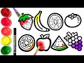 Let&#39;s learn to glitter Fruits drawing and coloring | TOBiART