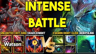 INTENSE HARD CARRY BATTLE | Unlimited Crit Dmg WATSON Chaos Knight Vs. Evasion Right Click Morphling