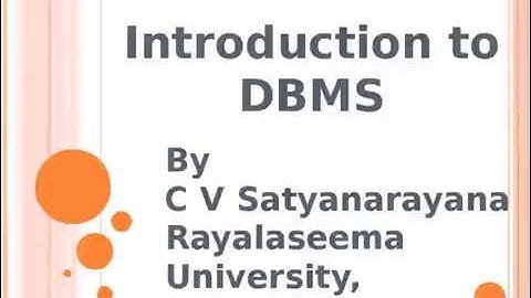 Introduction to DBMS