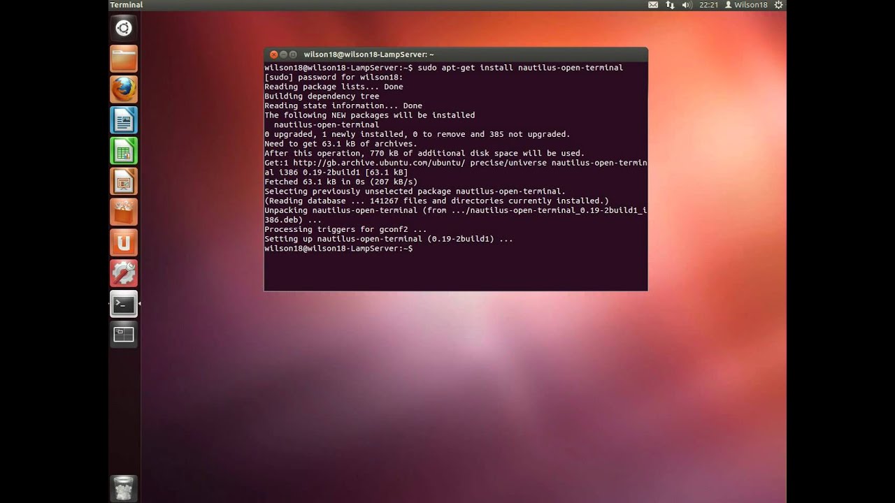 linux command to open in terminal