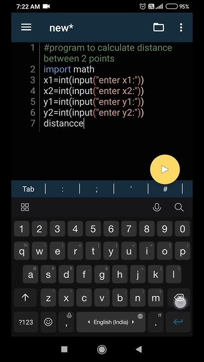program to calculate distance between 2 points #coding #programming # ...