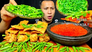 PEDAS BRUTAL!! GORENGAN TEMPE   GORENGAN TAHU   CABE RAWIT MENTAH