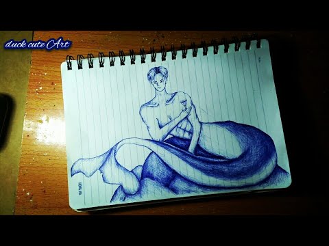 Vẽ anime boy người cá 6 múi bằng bút bi. Drawing 6 pack mermaid ...