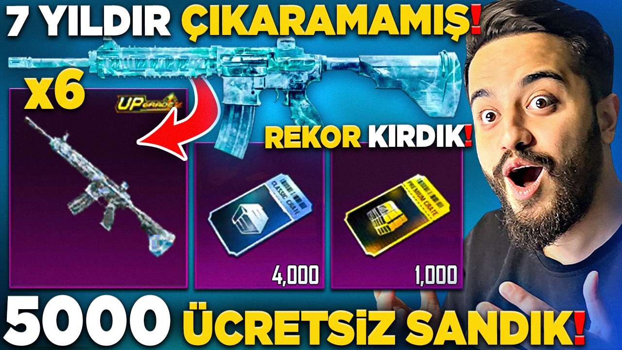 BUZ DİYARI İÇİN 5,000 BEDAVA SANDIK AÇTIK! 6 TANE ÇIKARTTIK! (REKOR) PUBG Mobile