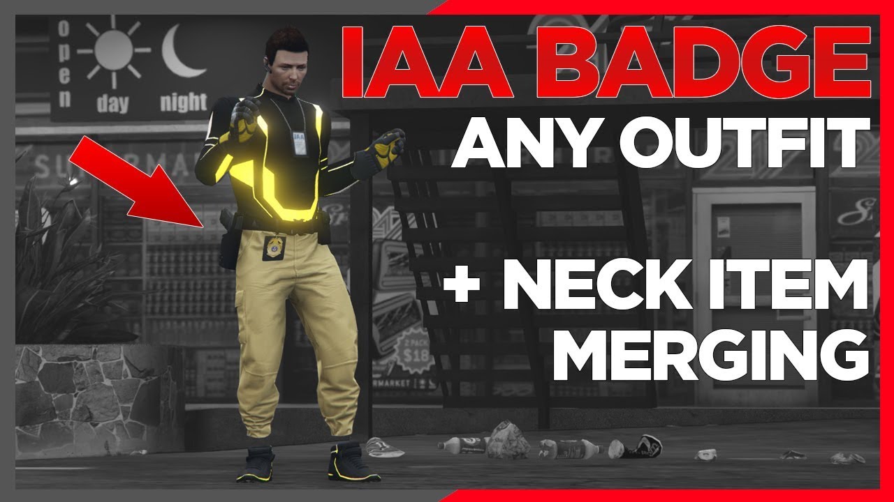 GTA 5 *OUTFIT TRANSFER* IAA BADGE ON ANY OUTFIT + NECK MERGE COMPONENT
