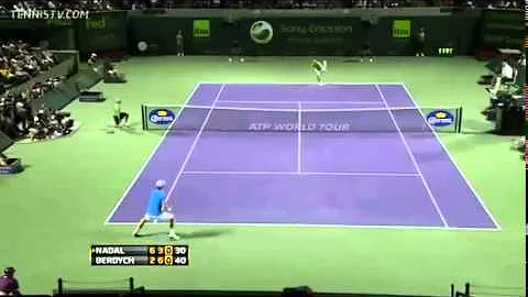 Nadal saves 3 break points with 4 awesome serves  ( 3 aces in row )